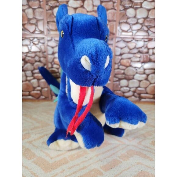 Vintage Pre-owned Royal Blue 19" FAO Schwarz Plush Dragon #A29 - Picture 5 of 8
